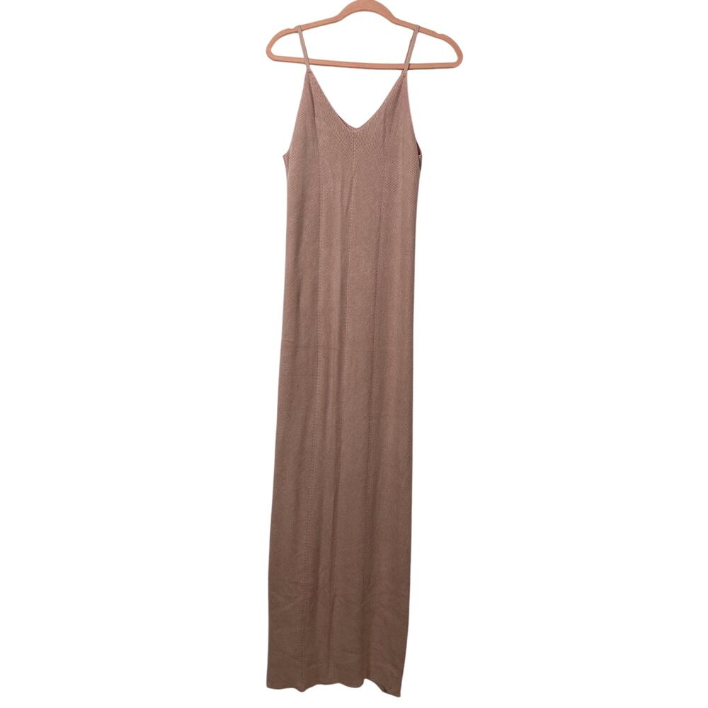 Nordstrom Freshman 1966 Soft Pink Knit Maxi Slip Dress V Neck Size L